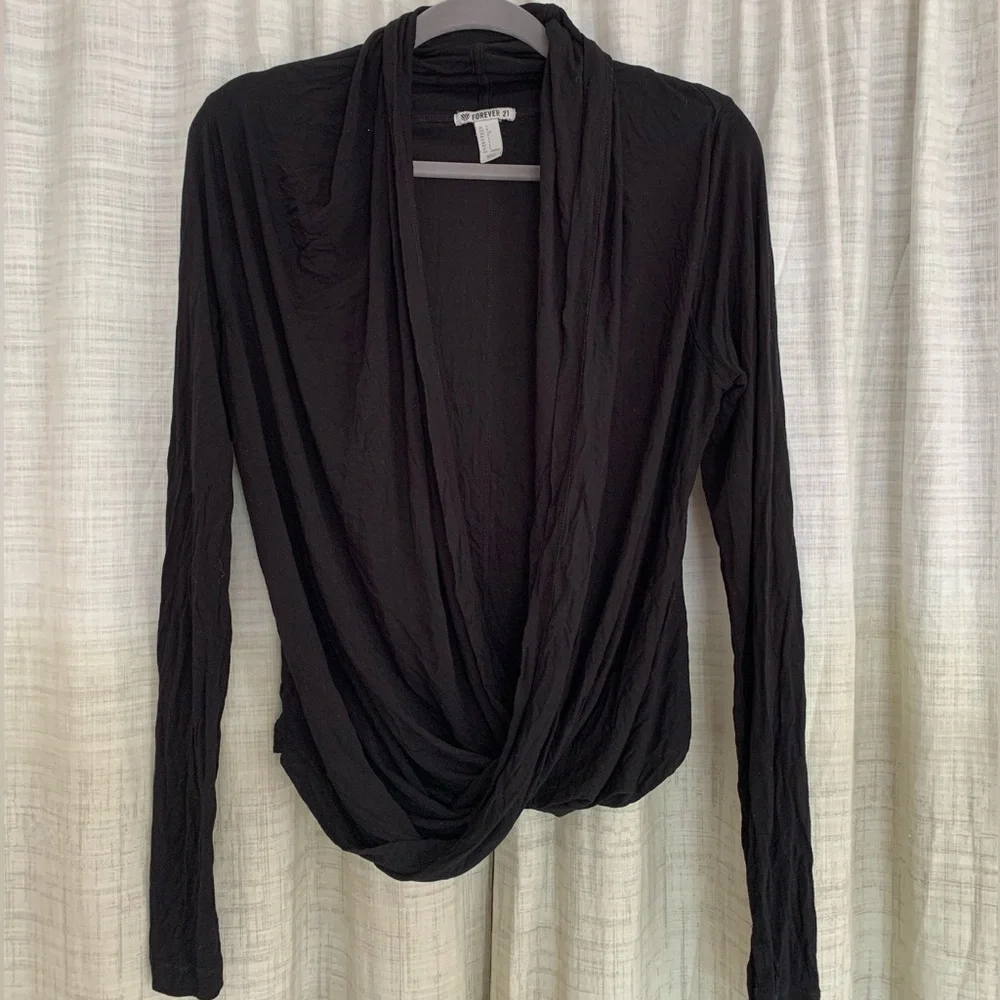 Forever 21 Small Black Wrap Top - Picture 1 of 9